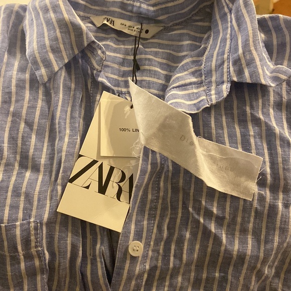 ZARA NWT striped oversized linen tunic dress-Sz M - Picture 6 of 9